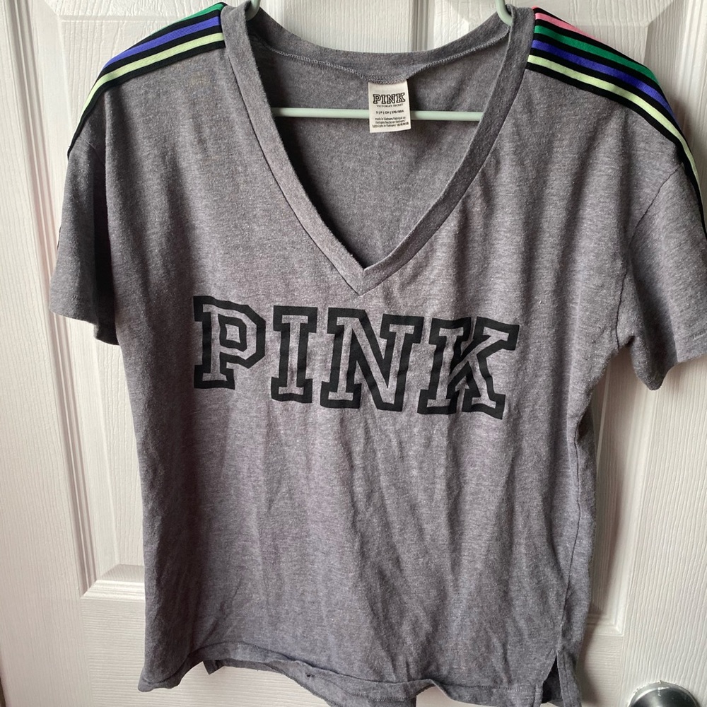 VS Pink Tee with Rainbow Detail
